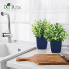 Der Rose 4 Pack Small Fake Plants Artificial Plants Indoor Office Desk Accessories for Aesthetic Room Decor Blue Bathroom Decor