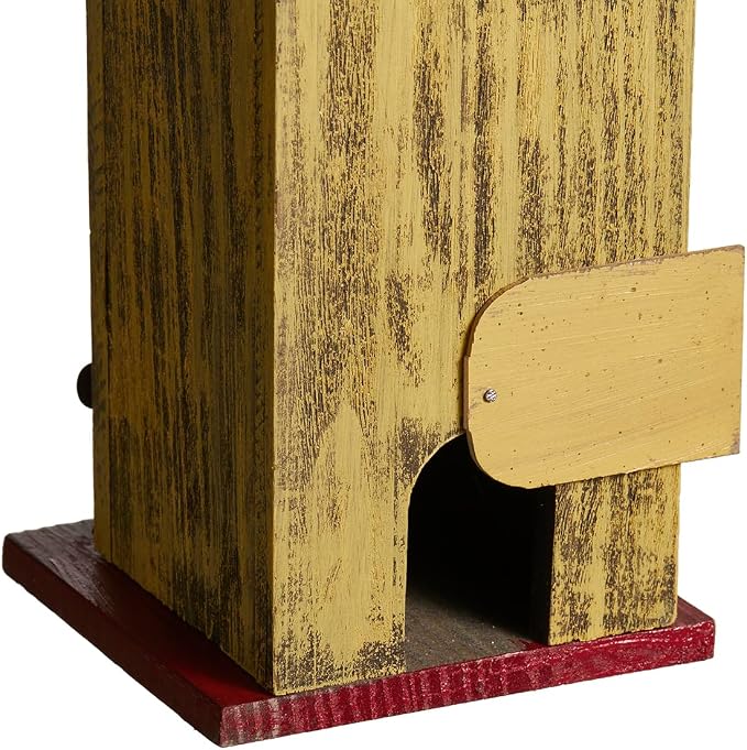 Glitzhome Bird houses for Outside,11.75"H Hand Painted Distressed Wooden Decorative Hanging Bird House for Outdoor Garden Birdhouse with 3D Metal Flower for Swallow Sparrow Hummingbird Finch Cardinals