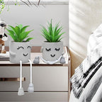 Zerzsy Faux Succulents in Cement Pots with Hanging Leg, Potted Mini Fake Plants for Desk Decor, Kitchen Shelf Decor, Office Decoration for Women, Bathroom Shelf Plants Decoration - Set of 2