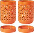 2 Pack Orchid Pots with Holes 4 Inch, Ceramic Orchid Pot for Repotting with Saucers,More Ventilation Hole Easy Breathing, Plant Pot for Repotting Orchids and Other Flowers