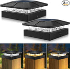 Peasur 4x4 Solar Post Cap Lights Outdoor with 3 Lighting Modes, 2 Packs LED Post Light Solar Powered Waterproof, Fence Deck Lights for 4×4/3.5×3.5 Wood/Vinyl Posts