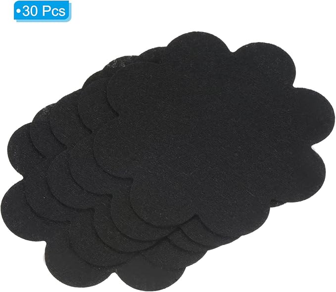 PATIKIL 4 Inch Plant Pot Hole Pad, 30 Pack Non-Woven Fabric Flower Shape Bonsai Bottom Soil Mat, Black