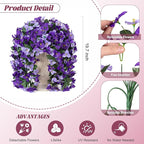 2 pcs Artificial Faux Bougainvillea Flowers Plants for Outdoor Outside Summer Decoration, Fake Silk UV Resistant Long Trailing Vines for Front Door Porch Planter Balcony (Purple Dark Purple)