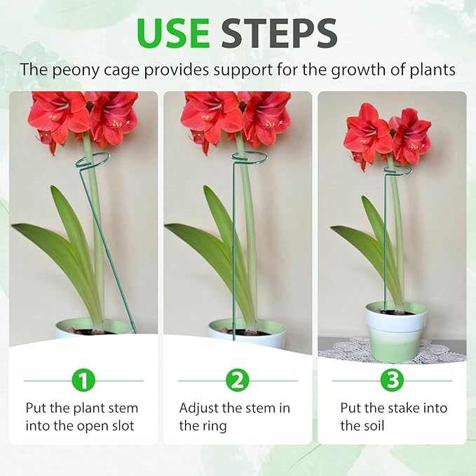 Unves 12 Pack Plant Support Stakes, 36 Inch Garden Single Stem Plant Stakes, Green Flower Garden Plant Cage for Outdoor & Indoor Plants, Sunflower, Hibiscus, Tomatoes with 100 Pcs Twist Ties