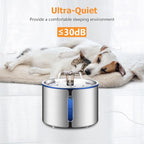 BOORCA Cat Fountain, 84oz/2.5L Stainless Steel Pet Water Fountain, Automatic Dog Water Dispenser, Water Level Window, Ultra-Quiet Pump, Perfect for Cats, Dogs and Multiple Pets, 4 Filters