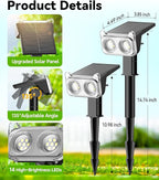 LETMY Solar Lights Outdoor Waterproof IP65, Solar Spot Lights Outdoor With 14 Big LEDs, 2-in-1 Wall Lights & 2 Modes Solar Powered Landscape Spotlights for Garage Pathway Yard Decor Garden Gift 2 Pack