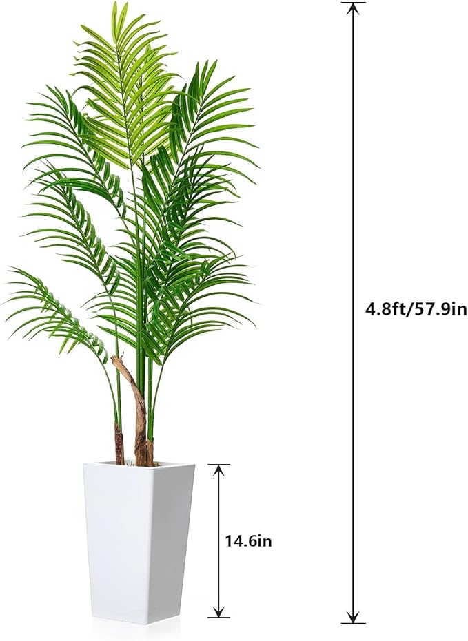 Garvee 4.8FT Artificial Palm Tree in Pot, Fake Floor Plants for Outdoor Indoor Living Room Decor