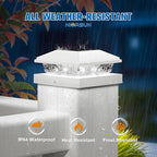 NIORSUN Solar Post Lights Outdoor, Fence Post Solar Lights Cool White, Waterproof, Garden Patio Fence Deck Decor, 4x4 Posts Cap Wood Vinyl, 5x5 Vinyl, White 6 Pack