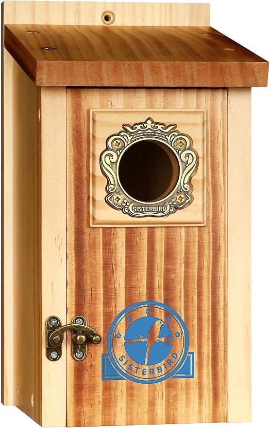 SISTERBIRD Preminum Bluebird Houses for Outside, Wooden Bluebird House, Birdhouses for Outdoors Courtyard, Festival Bird Nesting, Assembly Bird Box, Bluebird House (Assembly Completed)