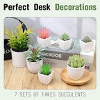7 Pack Small Fake Plants Artificial Succulent Plants Assorted Mini Faux Succulent Decoration Greenery for Living Room Home Office Shelf