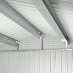 Polar Aurora 10x12 FT Metal Shed, Heavy-Duty Galvanized Steel Tool Storage Shed with Lockable Doors, Waterproof Outdoor Garden Shed for Outside, Backyard, Patio, Lawn, White