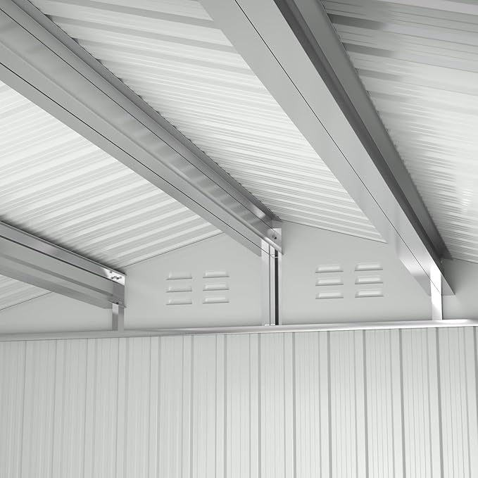 Polar Aurora 10x12 FT Metal Shed, Heavy-Duty Galvanized Steel Tool Storage Shed with Lockable Doors, Waterproof Outdoor Garden Shed for Outside, Backyard, Patio, Lawn, White