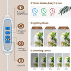 Aokrean Grow Lights for Indoor Plants, Full Spectrum Plant Lights for Indoor Growing with 6/12/16H Timer, 3 Optional Spectrums,5 Dimmable Levels, Height Adjustable 9.8"-37.4" Wood Grain Desk Grow Lamp