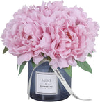 MOOMASS Artificial Peony and Glass vase, Ins Style Artificial Flower Glass Bottle Set, Suitable for Living Room, Dining Table, Office, Wedding, Hotel Banquet and Other Home Decoration. (Purple Pink)