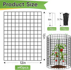 15 Packs Plant Protectors from Animals, 45Pcs 12"x 16" Large Metal Wire Mesh Garden Plant Cages for Outdoor Gardening, Chicken Wire Cloche Plant Cages for Rabbits with Zip Ties & Stakes(Black)