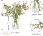 Muhanjia Artificial Eucalyptus Stems in Glass Vase with Faux Water,6Pcs Grey-Orange Fake Plant for Centerpiece (Grey-Orange Eucalyptus)