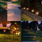 Solar Pathway Lights Outdoor, Rust Iron Ball Candle Holder Stake with Flickering Solar Powered Tea Lights, Perfect Decorative Garden Lighting for Yard Lawn Patio Landscape Decor Outside-4Pack