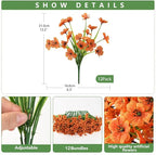 Artificial Fake Plants Flowers for Outdoor Outside Fall Decoration,24 Bundles Faux Silk Orange Daisy in Planter UV Resistant Look Real for Home Front Door Porch Patio Garden Balcony Autumn Decor