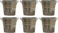 Hosley Set of 6 Metal Vases with Zinc Finish 5" Dia x 5" H Ideal Gift for Wedding Special Occasion Home Office Dried Floral Arrangements