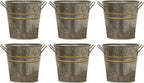 Hosley Set of 6 Metal Vases with Zinc Finish 5" Dia x 5" H Ideal Gift for Wedding Special Occasion Home Office Dried Floral Arrangements