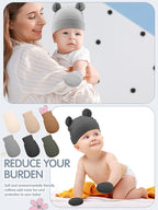 Geyoga 12 Pieces Newborn Hat Mittens Gloves Set Baby Boys Girls Cotton Baby Beanie for 0-12 Months