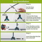 196FT 1/4" Quick-Connect Drip Irrigation System Kit, Automatic Garden Watering System with 32 Pcs Adjustable Spray Nozzles for Garden, Greenhouse, Yard, Lawn