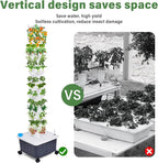 14-Layer 70 Slots Hydroponic Grow Tower Kit, Vertical Indoor Outdoor Growing System with Movable Water Tank, Hydrating Pump, Timer and Adapter for Vegetables, Strawberries, Lettuce