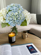 4 Pcs 20'' Real Touch Hydrangeas 2 White 2 Light Blue Artificial Hydrangeas Flowers Faux Latex Hydrangea for Kitchen Living Room Porch Home Decor Baby Shower Party Wedding Table Centerpiece