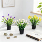 3 Pack Fake Small Plant Artificial Potted Flowers for Home Decor Fake Flower Plant Greenery Mini Faux Plant for Indoor Bedroom Living Room Office Shelf Bathroom Farmhouse Decor (Type 8)