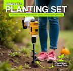 2pk Auger Drill Bit for Planting with Gloves (1.6 x 16 Inch & 3.5 x 16 Inch Set) - Heavy Duty Garden Spiral and Bulb Planter Tool for Digging Holes - Compatible with 3/8 Inch Hex Drive