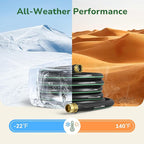 GreatBuddy Garden Hose 50 ft, 5/8" Flexible Rubber Water Hose, Heavy Duty, Lightweight Hose, Burst 600 PSI with Solid Brass Male to Female Fittings, Leakproof Hose for Backyard, Garden