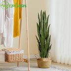 4ft Artificial Snake Plant – 46in Faux Sansevieria Plants, Fake Floor Plant for Indoor Outdoor, Front Porch Patio Home Office Decor, Mother-in-Law’s Tongue, Green 2Pcs