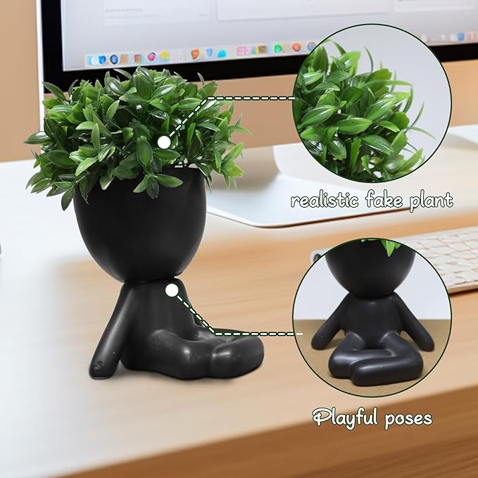 Zerzsy Mini Succulent Plant, Cute Desktop Decorations, Desktop Plant for Women Office Decor, Cute Fake Plants Bathroom Decoration - Set of 1