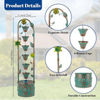 40" H Outdoor Tiered Water Fountain, Vintage Floor Standing Fountains with 6 Hanging Cups, Indoor Cascading Water Fountain Feature for Garden Yard Home Decor