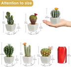 Oairse Mini Artificial Cactus Plants in Ceramic Pots 6 Pcs Potted Faux Succulents in Pots Fake Potted Plants Cactus Decor Small Artificial Plant for Home Decor Indoor Office Desk Tabletop Shelf