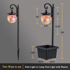 Solar Lamp Post Light with Planter, Matte Black Outdoor Flower Pots with Mosaic Glass, 2 in 1 Waterproof Solar Outdoor Lights for Porch Front Door Patio