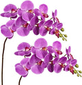 DILATATA Blooming Phalaenopsis Orchid 31.5" Tall Real Touch Artificial Orchid with 9 Large Flowers Fake Orchids Artificial Flowers for Decoration Home Arrangement-Purple Orchids Flowers 2pcs