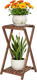 Plant Stand Indoor,Wooden 2 Tier Plant Stands,Corner Square Plant Shelf,Rustic Flower Stand Tall Plant Holder for Living Room Bedroom Balcony Office