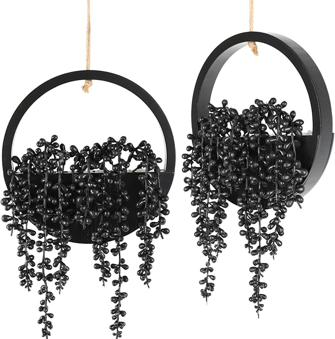 Artificial Hanging Plants Hanging Planter Fake Succulents Artificial String of Pearls with Pot and Lanyard for Home Office Wall Decoration