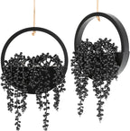 Artificial Hanging Plants Hanging Planter Fake Succulents Artificial String of Pearls with Pot and Lanyard for Home Office Wall Decoration