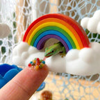 21 Pcs Jumping Spider Enclosure Accessories Kit - Magnetic Rainbow Cloud Hideout & Feeding Bowl, Mushroom Platform Ledges, Climbing Nets, Moss - Aesthetic Habitat Decor for Resting and Exploration