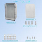 Waterproof Junction Box, ABS Plastic Electrical Box with Stainless Steel Latch, Hinged Cover Electric Project Enclosure Box with Mounting Plate, Wall Brackets & Cable Gland 11.8"x7.8"x7.1"