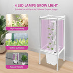 Hydroponic Tower Growing System Kits with LED Grow Lights 30 Pods Indoor Vertical Planter Germination Kit 6 Layers Hydroponic Tower for Fruits, Vegetables, Herbs, and Miniature Greens (White)