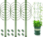 Legigo 3 Packs Plant Support Cages Tomato Cage for Garden- 36 Inch Adjustable Garden Cucumber Trellis Plant Stakes, Trellis Support Rings for Climbing Plants, Pots, Indoor Plants with 10 Plant Clips