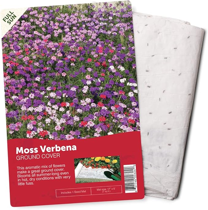 BloomingBulb Seed Mat - Easy to Plant and Grow Garden Seeds - Creates Fragrant, Vibrant Flower Garden (Mixed Verbena Groundcover)