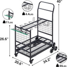 Lauren&Harold Garden Tool Organizer with 2 Stair-Climbing Wheels for Garage Storage, Garden Tool Rack, Up to 35 Long-Handled Tools, Rakes/Shovels/Yard Tools Storage Stand for Shed, Lawn and Outdoor