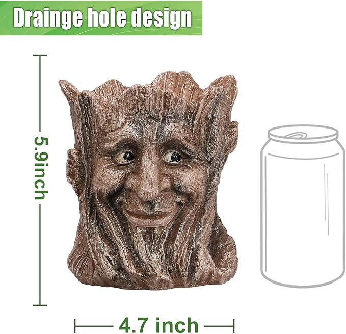 vomiceak Face Planter with Funny Smile - Unique Head Planters for Indoor Outdoor Plants with Drainage Hole, Cute Plant Pots for Succulents, Creative Flower Pots as Gifts for Women and Men (Brown Man)