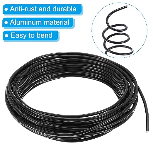 PATIKIL 4mm Bonsai Training Wires, 1 Roll Floral Wire Stems Anodized Aluminum Trees Wires 32.8 Feet Total for Gardening Branch Fixing, Black