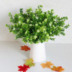 PASYOU Artificial Shrubs, Plastic Plants Fake Bean Shrub Bushes Grass Greenery Leaves Bush Indoor Outdoor Home Garden Party Verandah Wedding DIY Table Arrangement Decoration Planter Filler 8 Pack