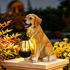 Garden Dog Statues Outdoor Decor, Solar Lights Outdoor Golden Retriever Figurine Solar Dog Ornaments for Patio, Lawn, Yard Art Decoration, Housewarming Garden Gifts for Mom